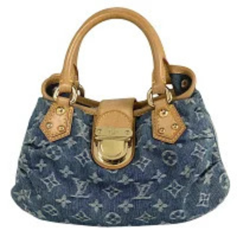 Louis Vuitton Pleaty Handbag Monogram Denim Blue